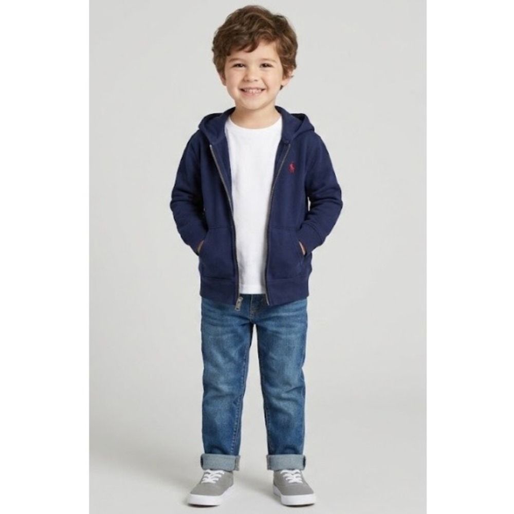Polo Ralph Lauren Boys Blue Logo Zipped Hoodie Jacket Size 3/3T
